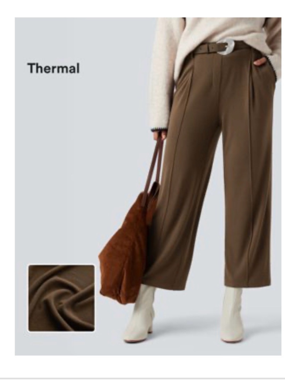 HALARA Wide Leg Jumpsuit Pants in Brown